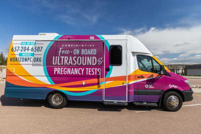 The pro-life organization Save the Storks delivered a 'Stork Bus' to Huntington Beach, California, May 19, 2021. The mobile medical unit provides women with no-cost pregnancy testing and ultrasounds.