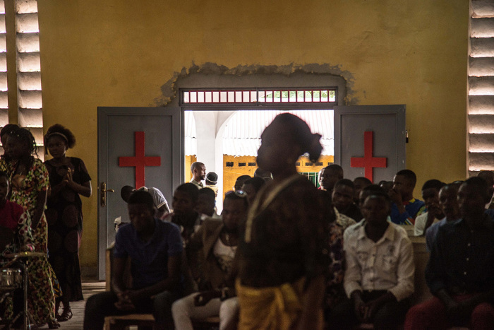 Believers attend a Pentecost mass at the Church of Christ on May 20, 2018, in Mbandaka, northwest Democratic Republic of the Congo.