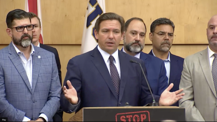 Florida Gov. Ron DeSantis speaks at a signing ceremony in Miami on May 24, 2021. 