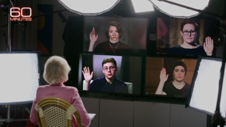 Detransitioners speak with journalist Lesley Stahl during an episode of CBS' 
