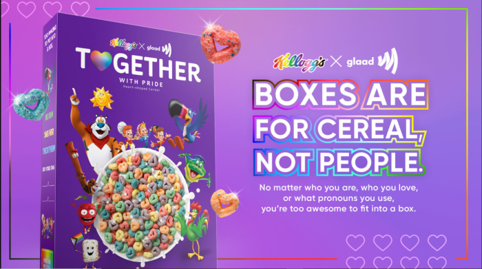 Kellogg's launched the 'Together With Pride' cereal ahead of Pride Month 2021. The company will donate $3 for every purchase to the LGBT advocacy group GLAAD. 