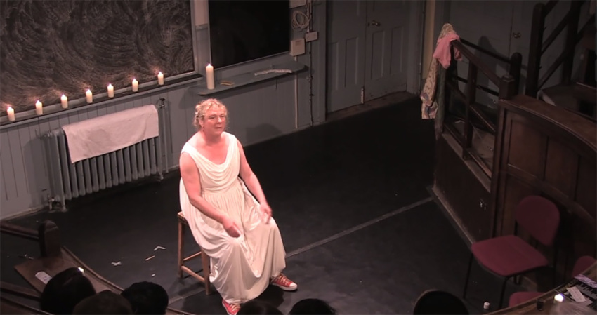 Trans-identified actor Joe Clifford performs in his play, "The Gospel According to Jesus, Queen of Heaven."