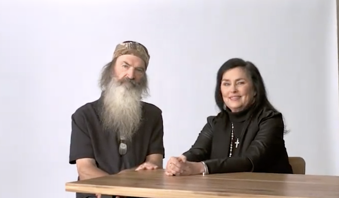 Phil and Kay Robertson on the set of 'Dysfunction to Dynasty,' an eight-part miniseries from 'I Am Second' capturing three generations of Robertsons sharing their own stories. 
