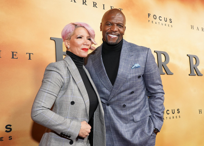 Rebecca King-Crews (L) and Terry Crews attend the premiere of Focus Features' 'Harriet' at The Orpheum Theatre on October 29, 2019, in Los Angeles, California. 