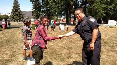 A community-wide Juneteenth celebration hosted in part by Garfield Memorial Church of South Euclid, Ohio, which included 'kickball with the cops' event. 