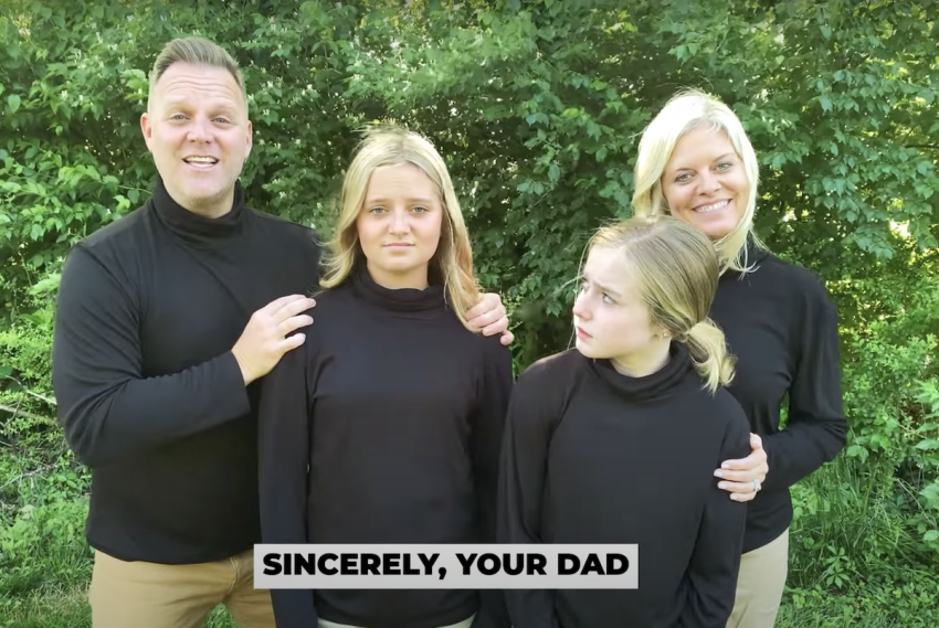 Matthew West and his family in the music video for “Modest Is Hottest” on June 18, 2021.