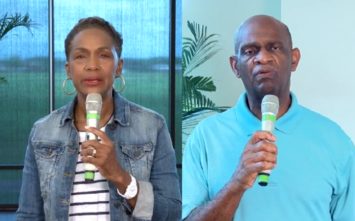 Former megachurch pastor, Kirbyjon Caldwell (R) and his wife, Suzette (L).