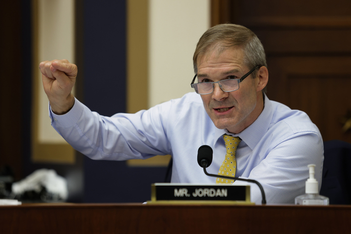 Congressman Jim Jordan, R-Ohio, speaks during an Antitrust, Commercial and Administrative Law Subcommittee hearing on 'Online platforms and market power. Examining the dominance of Amazon, Facebook, Google and Apple' on Capitol Hill on July 29, 2020, in Washington, D.C. 