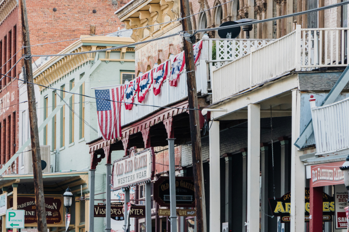 The historic buildings along C Street in Virginia City. 