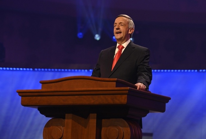Pastor Robert Jeffress is giving remarks at the 'Freedom Sunday' service at First Baptist Dallas on Sunday, June 27, 2021. 