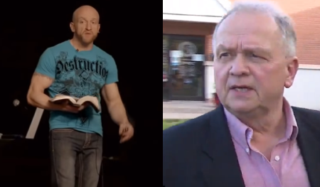 Joe Burress (R) is the founding pastor of Victory Church in Rochester, N.Y. His son, Paul Burress (L), brought national attention to the church for its mixed martial arts program that helped it become popularly known as the "Fight Church."