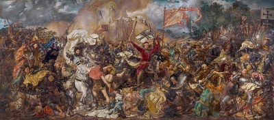 A nineteenth century painting of the 1410 Battle of Grunwald, also known as the First Battle of Tannenberg and the Battle of Žalgiris. 