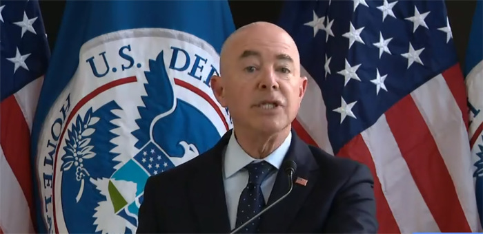 Homeland Security Secretary Alejandro Mayorkas discussed the Biden administration's plans to turn away Cubans and Haitians who attempt to reach the U.S. by crossing the Florida Straits and the Caribbean Sea, at a news conference in Washington, D.C., on July 13, 2021.
