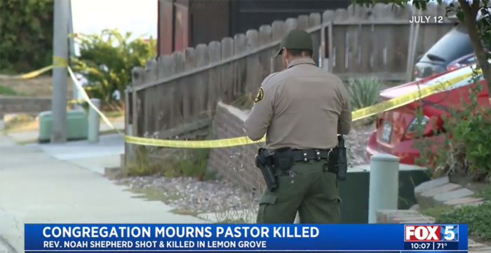 Police respond to the fatal shooting of 29-year-old Pastor Noah Shepherd in Lemon Grove, California, on July 12, 2021. 