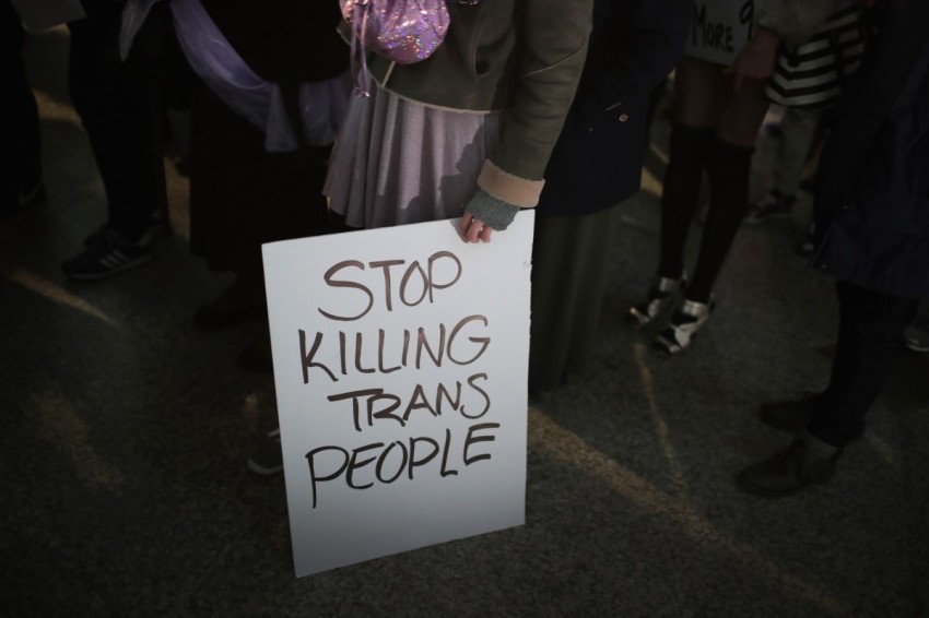 Demonstrators protest for transgender rights with a rally, march through the Loop and a candlelight vigil to remember transgender friends lost to murder and suicide on March 3, 2017 in Chicago, Illinois.