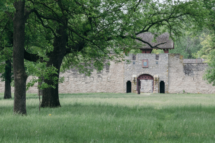 The reconstructed Fort de Chartres is located about an hour from St. Louis near Prairie du Rocher, Illinois. 