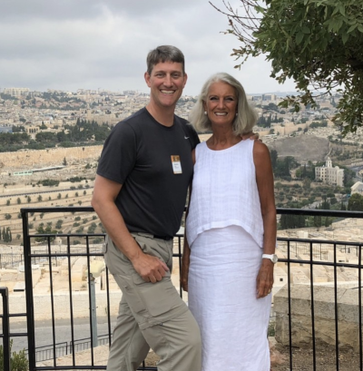 Anne Graham Lotz (R) and Jonathan Lotz (L) pose for a photo in Israel.