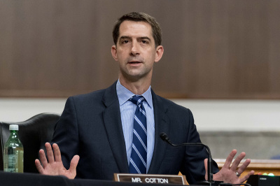 Sen. Tom Cotton, R-Ark., speaks during a hearing to examine United States Special Operations Command and United States Cyber Command in review of the Defense Authorization Request for fiscal year 2022 and the Future Years Defense Program, on Capitol Hill on March 25, 2021 in Washington, D.C. 