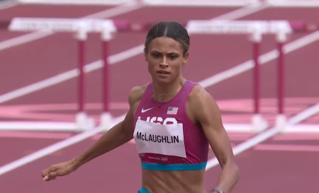American Sydney McLaughlin beats her world record in the 400-meter hurdles in the Tokyo Olympics in Tokyo, Japan on Aug. 4, 2021.