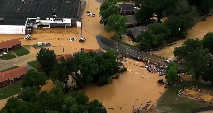 Stormwater floods the streets in Middle Tennessee in August 2021.