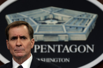 U.S. Department of Defense Press Secretary John Kirby participates in a news briefing at the Pentagon on August 23, 2021, in Arlington, Virginia. Kirby held a news briefing to update the U.S. evacuation efforts to bring U.S. citizens, Special Immigrant Visa applicants and others out of Afghanistan after the Taliban took control of the country earlier than expected. 