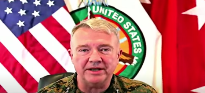 Gen. Frank McKenzie, commander of the United States Central Command, announces the end of the U.S. military presence in Afghanistan in a press briefing on Aug. 30, 2021.
