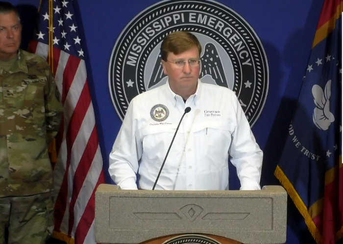 Mississippi Gov. Tate Reeves speaks during a press conference on August 30, 2021.