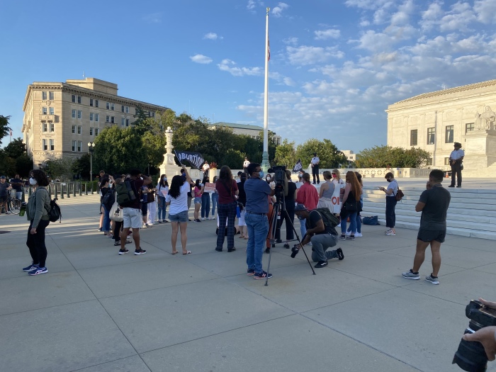 The pro-abortion group Reproaction holds a 'Self-Managed Abortion Teach-In' in front of the U.S. Supreme Court, Sept. 9, 2021.