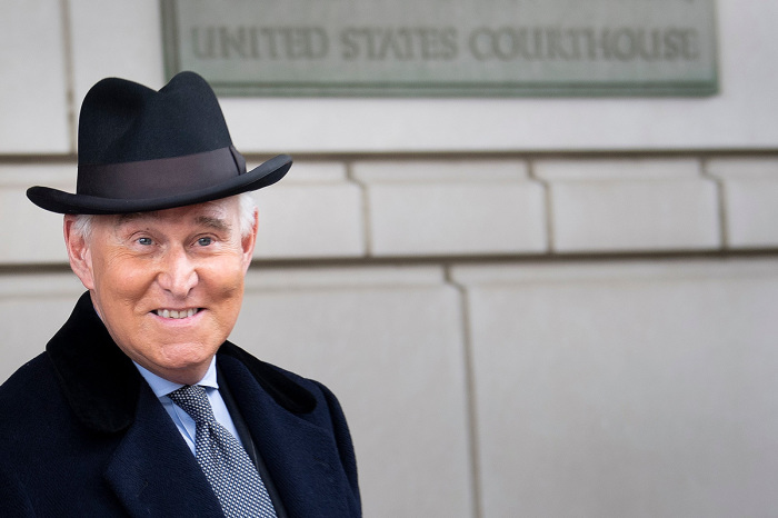 Roger Stone leaves Federal Court after a sentencing hearing February 20, 2020, in Washington, D.C. 