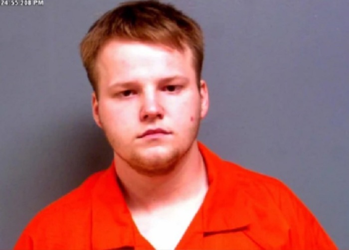 A mugshot of 20-year-old Austin Wendell Lund of Oklahoma, who was arrested on Sept. 22, 2021, for allegedly sending death threats to Texas lawmakers who supported the fetal heartbeat abortion law. 