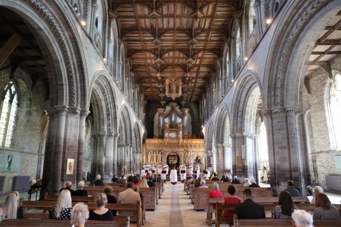 A general view of St. David's Cathedral as Prince Charles, Prince of Wales, attends a service for the Centenary of the Church in Wales on July 08, 2021, in St Davids, Wales. (Photo by Chris Jackson - WPA Pool/Getty Images) 