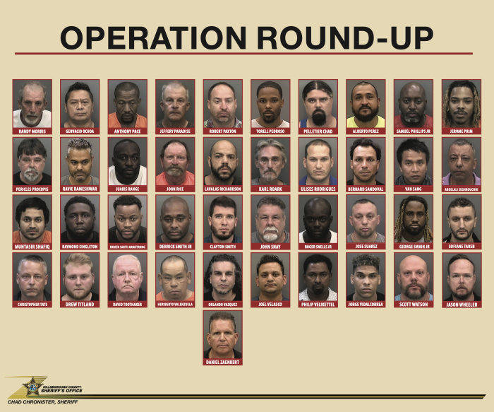 Some of the 125 men arrested for human trafficking by the Hillsborough County Sheriff’s Office in Florida.