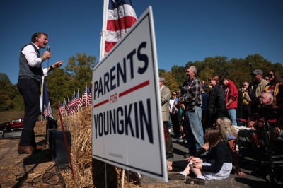 Republican gubernatorial candidate Glenn Youngkin (R-VA) speaks during an Early Vote rally October 19, 2021 in Stafford, Virginia. Youngkin is running against former Virginia Gov. Terry McAuliffe (D-VA).