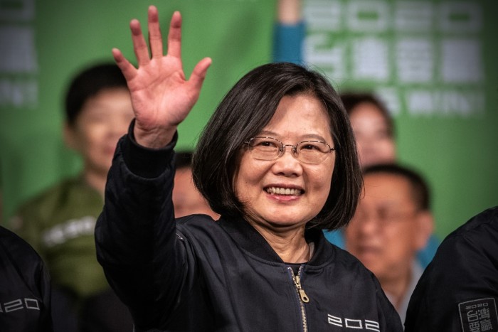 Tsai Ing-Wen waves after addressing supporters following her re-election as President of Taiwan on January 11, 2020 in Taipei, Taiwan. Tsai Ing-Wen of the Democratic Progressive Party (DPP) has been re-elected as Taiwans president as voters displayed their disapproval of Beijing by opting for a leader who had campaigned on defending their country from China.