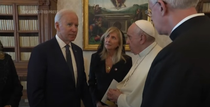 Pope Francis and President Joe Biden meet at the Vatican, Oct. 29, 2021.