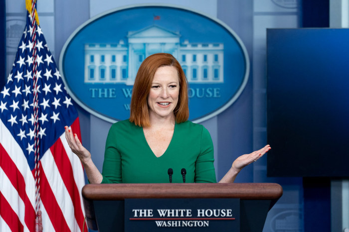 White House Press Secretary Jen Psaki holds a press briefing on Friday Aug. 6, 2021 in the James S. Brady Press Briefing Room of the White House in Washington, D.C.