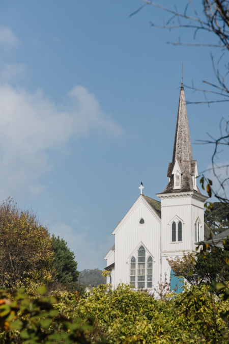 The early postbellum Mendocino Presbyterian Church.