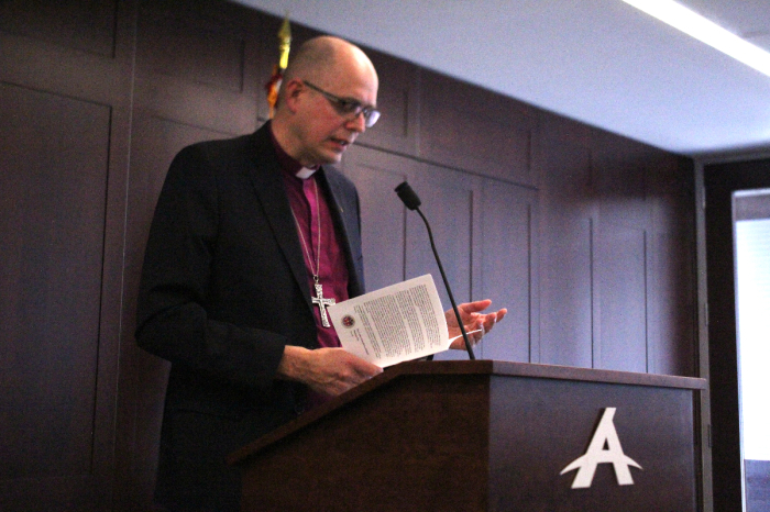 Bishop Juhana Pohjola of the Evangelical Mission Diocese of Finland, speaks at the Alliance Defending Freedom office in Washington, D.C., to discuss his prosecution for sharing a document expressing support for Christian teachings about marriage and sexuality, Nov. 10, 2021.