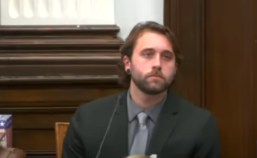 Shooting victim Gaige Grosskreutz testifies in the trial of Kyle Rittenhouse in Kenosha, Wisconsin, Nov. 8, 2021.