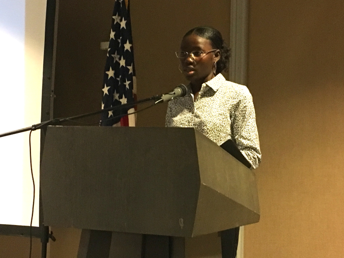 Joy Bishara, a Nigerian Christian who was kidnapped by Boko Haram in 2014, discusses her abduction and escape at International Christian Concern's 2021 Persecutor of the Year Awards on Nov. 16, 2021.