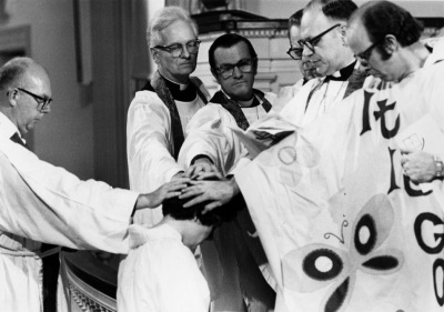 The ordination service for Elizabeth Platz. On Nov. 22, 1970, Platz became the first woman ordained in the Lutheran Church in America at a ceremony held at the University of Maryland chapel in College Park, Maryland. 