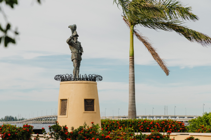 A statue of Juan Ponce de León at Charlotte Harbor in Punta Gorda. The Spanish explorer came ashore here in 1513. 