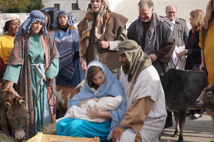 The live reenactment of Jesus’ nativity scene held outside the U.S. Supreme Court building in Washington, D.C. on Thursday Dec. 2 2021.