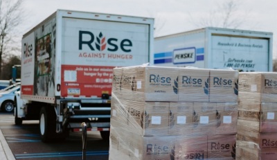 Boxes sit ready to be loaded as Liquid Church in New Jersey teamed up with Rise Against Hunger for its Christmas outreach event held Dec. 3-4, 2021. The outreach involved approximately 3,000 volunteers at six locations packing around 800,000 meals to send to Haiti. 