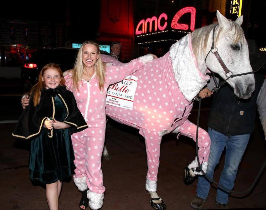 Stars of "The Farmer and The Belle", Jenn Gotzon and Adele Chandler, outside of Timesquare premiere, 2021