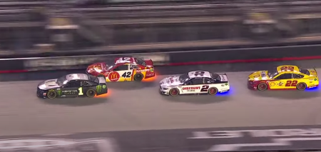 Drivers race in the NASCAR All-Star Race from Bristol Motor Speedway in Tennessee on July 15, 2020.