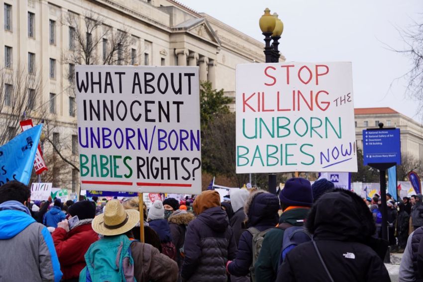 Demonstrators participate in the 2022 March for Life in Washington, D.C., on Jan. 21, 2022.