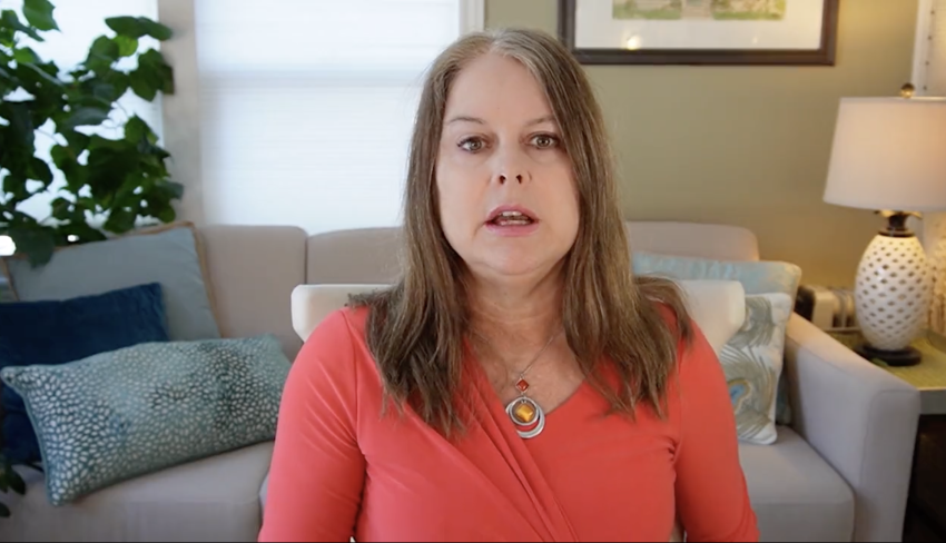 An Ontario school teacher Carolyn Burjoski speaks in a video she posted on Twitter. 