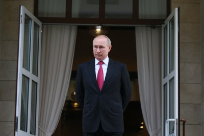 Russian President Vladimir Putin is seen at the Bocharov Ruchei state residence after a meeting with his Turkish counterpart in Sochi on September 29, 2021.