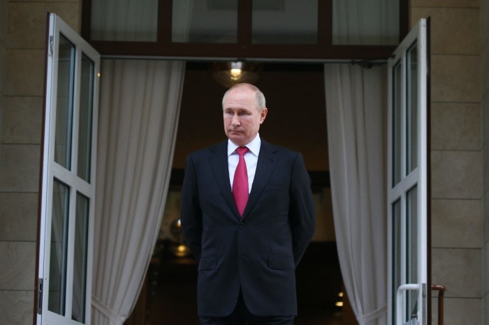Russian President Vladimir Putin is seen at the Bocharov Ruchei state residence after a meeting with his Turkish counterpart in Sochi on September 29, 2021.